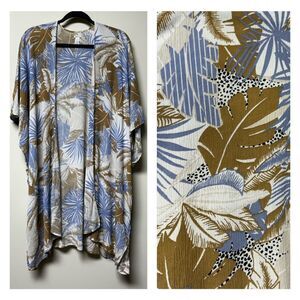 AERIE Botanical Print Open Front Kimono Beach Cover Up, O/S